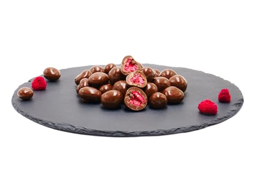 Himbeeren gefriergetrocknet mit Vollmilch-Schokolade 100g | schokolierte Himbeeren | 100g/250g/500g/1kg | Schokofrüchte | Trockenfrüchte mit Schokolade | Schoko Snack | Schoko Obst von Frucht & Nuss Genuss