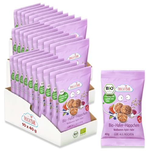 FruchtBar Bio Hafer Häppchen mit Waldbeeren, Apfel, Hafer, 30er Vorratsset, zuckerfreier Kinder-Snack, für Babys ab 12 Monaten & Kinder, 30x 40g FruchtBar Bio Hafer Häppchen mit Waldbeeren, Apfel, Hafer, 30er Vorratsset, zuckerfreier Kinder-Snack, für Babys ab 12 Monaten & Kinder, 30x 40g von FruchtBar