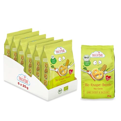 FruchtBar Bio Knusper Brezeln mit Mais & Karotte, 6er Pack, zucker- & salzfreier Kinder-Snack, Mais-Brezeln für Babys ab 6 Monaten & Kinder, 6 x 25g FruchtBar Bio Knusper Brezeln mit Mais & Karotte, 6er Pack, zucker- & salzfreier Kinder-Snack, Mais-Brezeln für Babys ab 6 Monaten & Kinder, 6 x 25g von FruchtBar