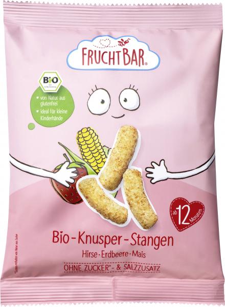 FruchtBar Bio-Knusper-Stangen Hirse-Erdbeere-Mais von FruchtBar