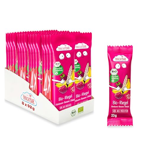 FruchtBar Bio-Fruchtriegel mit Dinkel - 4er Pack ohne Zuckerzusatz - Leckerer Kindersnack für unterwegs von FruchtBar