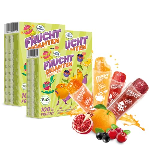 3x FRUCHTGIGANTEN Wassereis - 30 Fruchteis - 100% Frucht - Superfood Wasser Eis in den Sorten Aronia, Granatapfel, Orange, Cranberry - Ohne Zuckerzusatz und Geschmacksverstärker - Vegan 3x FRUCHTGIGANTEN Wassereis - 30 Fruchteis - 100% Frucht - Superfood Wasser Eis in den Sorten Aronia, Granatapfel, Orange, Cranberry - Ohne Zuckerzusatz und Geschmacksverstärker - Vegan von FruchtGiganten