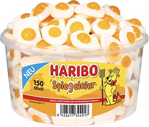 2 Dosen a 150 Haribo Spiegeleier Fruchtgummi mit Schaumzucker (2 x 975g) von HARIBO