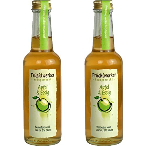 Fruchtwerker | Apfel& Essig | Mit Saft aus echten Früchten| 2er Pack | 2x 250ml Glasflasche von Fruchtwerker