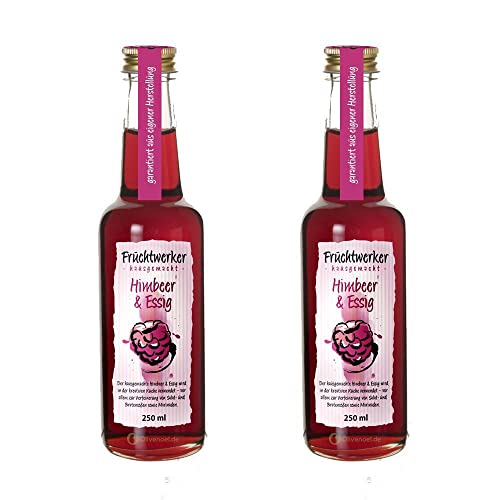 Fruchtwerker | Himbeer & Essig | Mit Saft aus echten Früchten| 2er Pack | 2x 250ml Glasflasche von Fruchtwerker
