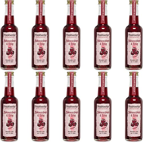Fruchtwerker | Johannisbeere & Essig | Mit Saft aus echten Früchten | 10er Pack | 10x 250ml Glasflasche von Fruchtwerker