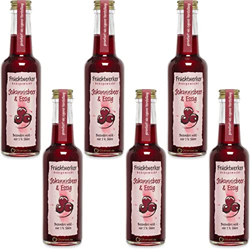Fruchtwerker | Johannisbeere & Essig | Mit Saft aus echten Früchten | 6er Pack | 6x 250ml Glasflasche von Fruchtwerker