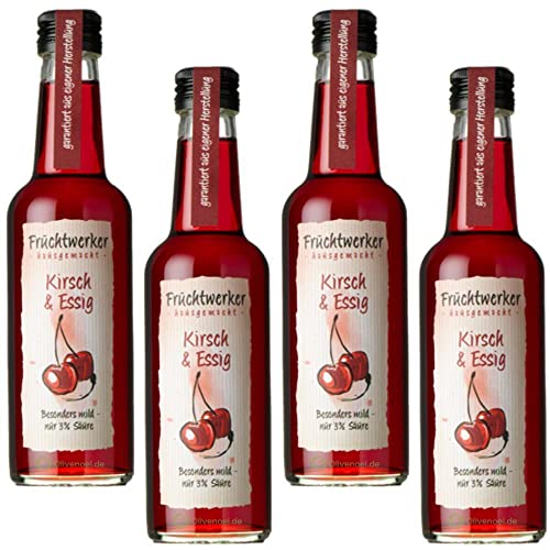 Fruchtwerker | Kirsche & Essig | Mit Saft aus echten Früchten| 4er Pack | 4x 250ml Glasflasche von Fruchtwerker