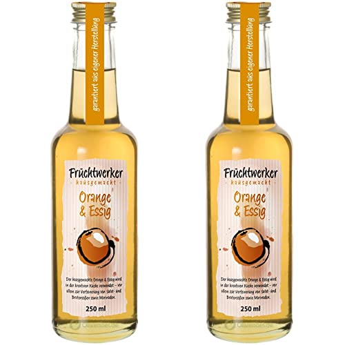 Fruchtwerker | Orange & Essig | Mit Saft aus echten Früchten| 2er Pack | 2x 250ml Glasflasche von Fruchtwerker