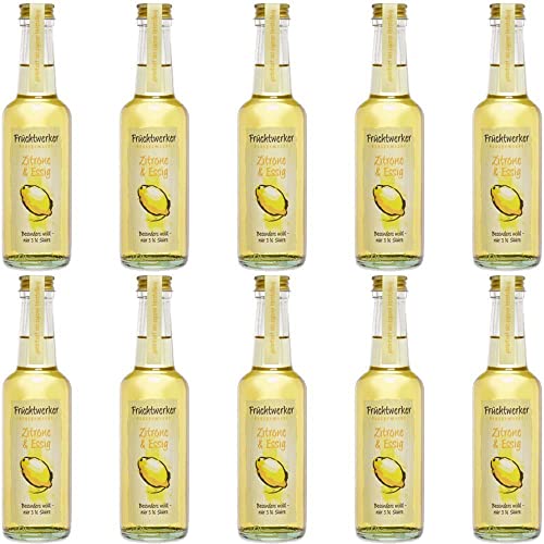 Fruchtwerker | Zitrone & Essig | Mit Saft aus echten Früchten | 10er Pack | 10x 250ml Glasflasche von Fruchtwerker