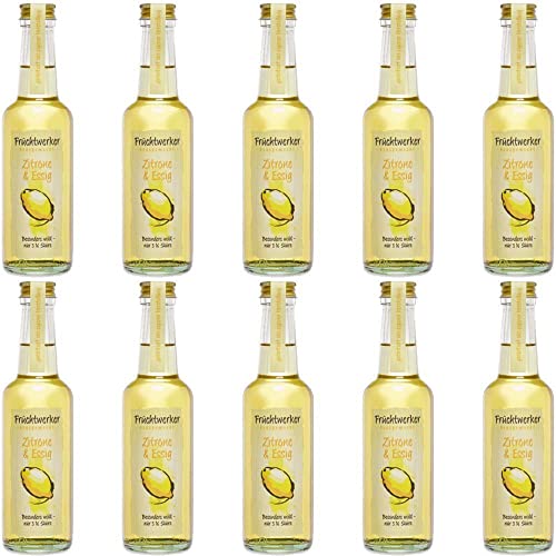 Fruchtwerker | Zitrone & Essig | Mit Saft aus echten Früchten | 10er Pack | 10x 250ml Glasflasche von Fruchtwerker