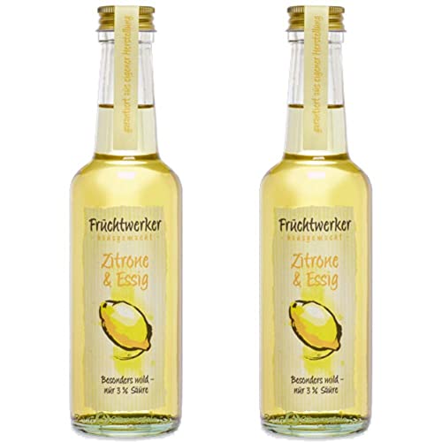 Fruchtwerker | Zitrone & Essig | Mit Saft aus echten Früchten | 2er Pack | 2x 250ml Glasflasche von Fruchtwerker