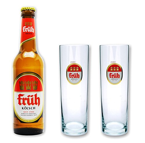 Früh Kölsch 0,33l 4,8% - Set mit 2 original Stangen Gläser 0,2l von Früh