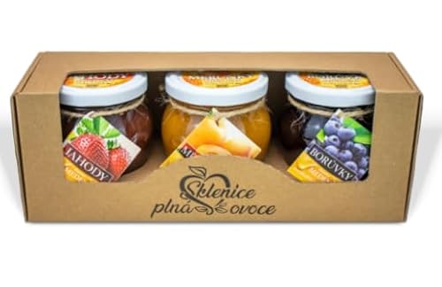 Fruit jam all natural (3 Gläser - Geschenkbox, Erdbeere, Aprikose, Blaubeere - mit Honig - Geschenkbox) von Fruit jar