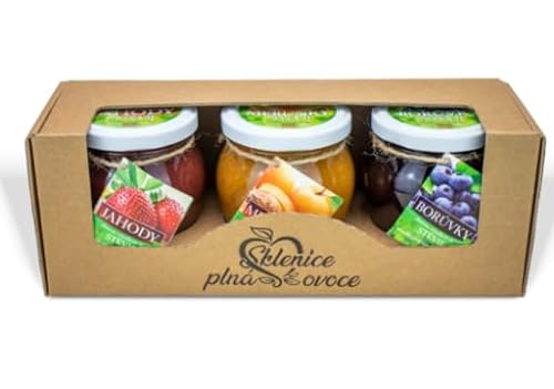 Fruit jam all natural (3 Gläser - Geschenkbox, Erdbeere, Aprikose, Blaubeere - mit Stevia - Geschenkbox) von Fruit jar