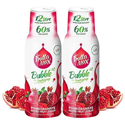 2 x 500 ml FruttaMax Granatapfel Getränkesirup Frucht-sirup Konzentrat | weniger Zucker | mit 60% Fruchtanteil | für Soda Maschine geeignet von FruttaMax