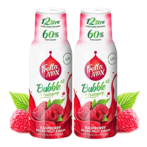 2 x 500 ml FruttaMax Himbeere Getränkesirup Frucht-sirup Konzentrat | weniger Zucker | mit 60% Fruchtanteil | für Soda Maschine geeignet von FruttaMax