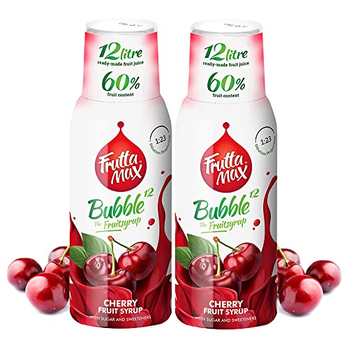 2 x 500 ml FruttaMax Kirsche Getränkesirup Frucht-sirup Konzentrat | weniger Zucker | mit 60% Fruchtanteil | für Soda Maschine geeignet von FruttaMax