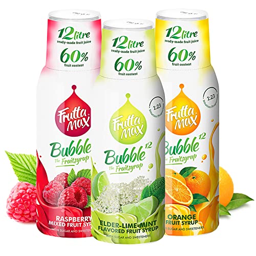 3 x 500 ml Getränkesirup Frucht Sirup | Himbeere-Orange-Holunderblüte Geschmack mit 50% Fruchtanteil | FruttaMax für Soda Maschine geeignet von FruttaMax