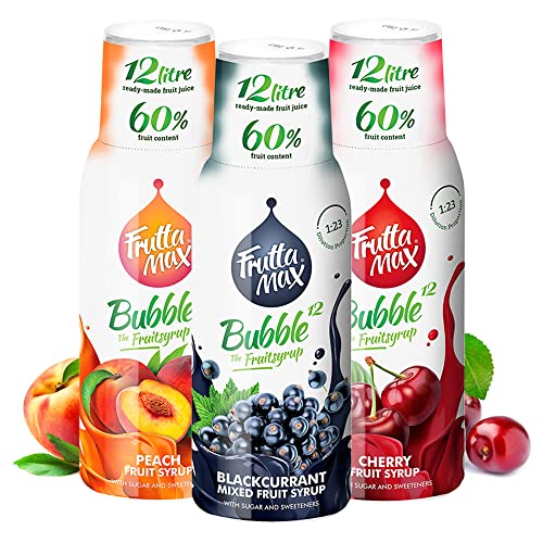 3 x 500 ml Getränkesirup Frucht Sirup | Johannisbeeren-Kirschen-Pfirsiche Geschmack mit 60% Fruchtanteil | FruttaMax für Soda Maschine geeignet von Frutta Max
