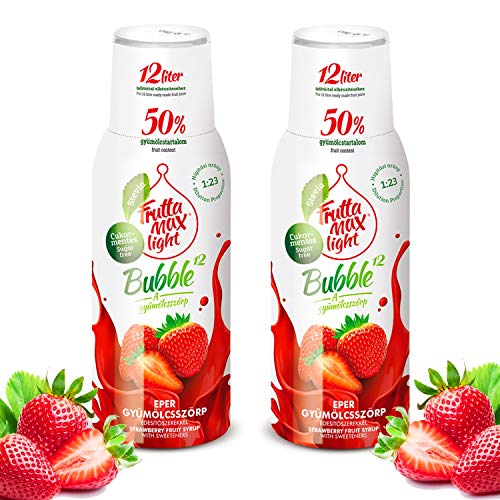 2 x 500 ml LIGHT Fitness-Sirup Erdbeere FruttaMax | Zuckerfrei | mit Stevia | 50% Fruchtanteil von Frutta Max