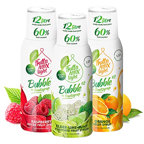 Light Low-Carb Fitness-Sirup Himbeere-Holunder-Lime-Minze-Orange von Frutta Max light | Ohne-Zucker | mit Stevia | 60% Fruchtanteil 3erPack(3x500ml) von Frutta Max