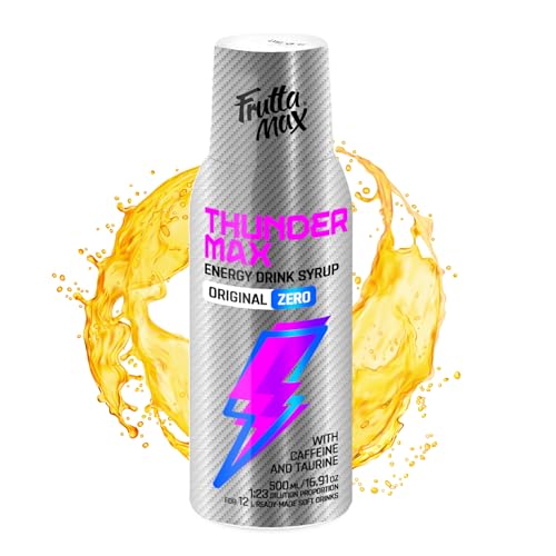FruttaMax Thunder Max LIGHT Energy Sirup mit Süßungsmitteln | Zuckerfrei | Zero Energy Drink Syrup | WITH CAFFEINE AND TAURINE | 500ml von FruttaMax