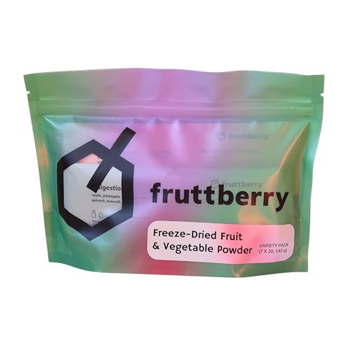 Fruttberry Gefriergetrocknetes Obst-, Beeren- & Gemüsepulver Variety Pack – 7 Geschmacksrichtungen (7 x 20 g), Ohne Zuckerzusatz, Vegan, Glutenfrei – Ideal für Smoothies, Porridge & Joghurt von Fruttberry