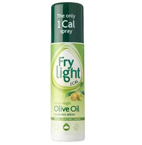 Fry Light Olivenöl-Kochspray, 190 ml, extra natives Olivenöl und Soja-Lecithin-Emulsion, antihaftbeschichtet, für flaches Braten, Braten und Backen von Fry Light