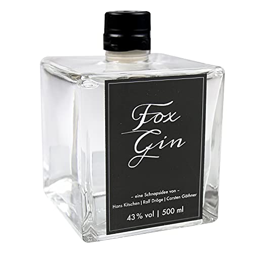 Fuchs Design Fox Gin Black Edition 43% Vol. 500 ml Klar - made in Germany - geschmacksvolle Spirituose für puren Genuss von Fuchs Design