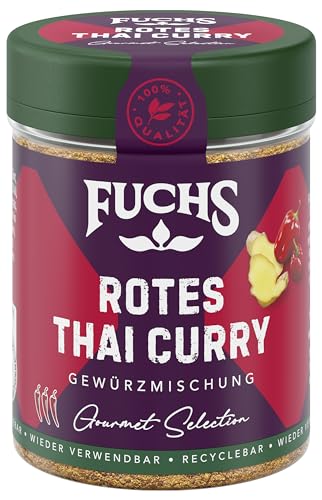 Fuchs Gourmet Selection Asien – Rotes Thai Curry Gewürzmischung, nachfüllbarer Gewürz Mix, ideal zum Verfeinern von Fleisch Curries oder vegetarischen Gemüse-Varianten, vegan, 60 g von Fuchs