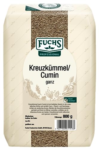 Fuchs Professional - Kreuzkümmel/Cumin ganz | 800 g im Beutel | scharf-aromatischer Geschmack für Curries, Chilis und Fleischgerichte Fuchs Professional - Kreuzkümmel/Cumin ganz | 800 g im Beutel | scharf-aromatischer Geschmack für Curries, Chilis und Fleischgerichte von Fuchs Professional