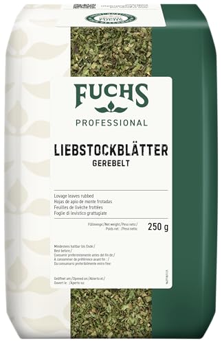 Fuchs Professional - Liebstockblätter gerebelt | Für salzarme Küche geeignet, passt zu Eintöpfen oder Salaten | Profi-Qualität für Großverbraucher | 0,25 kg im recyclebaren Beutel von Fuchs Professional