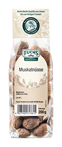 Fuchs Professional - Muskatnuss ganz | Ungemahlene Muskatnüsse | Zum Würzen von Kartoffelgerichten | 200 g im Beutel Fuchs Professional - Muskatnuss ganz | Ungemahlene Muskatnüsse | Zum Würzen von Kartoffelgerichten | 200 g im Beutel von Fuchs Professional