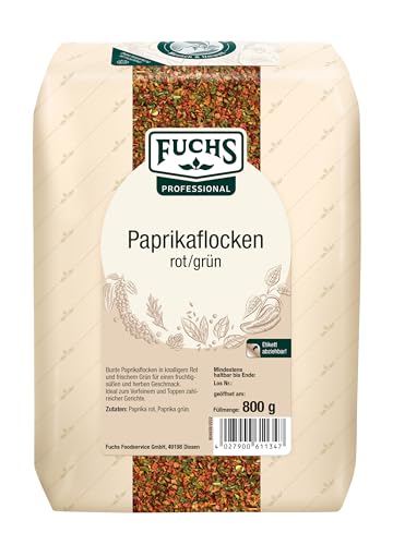 Fuchs Professional - Paprikaflocken rot/grün | 800 g im großen Beutel | bunte Mischung aus roten und grünen Paprikaflocken | Zum Verfeinern und Toppen von Gerichten von Fuchs Professional