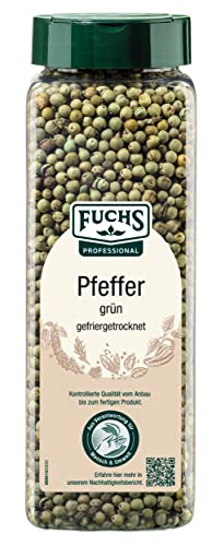 Fuchs Professional - Pfeffer grün gefriergetrocknet | Ganze Pfefferkörner zum Würzen von Steaks und hellen Saucen | 200 g im großen Streuer von Fuchs Professional