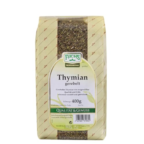 Fuchs Professional - Thymian gerebelt | Mediterrane Kräuternote für Gemüse und Tomatensaucen | Profi-Qualität für Großverbraucher und Gastronomie | 400 g im recyclebaren Beutel von Fuchs Professional