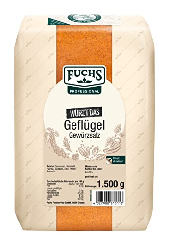 Fuchs Professional - Geflügel Gewürzsalz | Zum Würzen von gebratenen Geflügelgerichten, kein weiteres Salzen | Profi-Qualität für Großverbraucher und Gastronomie | 1,5 kg im recyclebaren Beutel Fuchs Professional - Geflügel Gewürzsalz | Zum Würzen von gebratenen Geflügelgerichten, kein weiteres Salzen | Profi-Qualität für Großverbraucher und Gastronomie | 1,5 kg im recyclebaren Beutel von Fuchs Professional