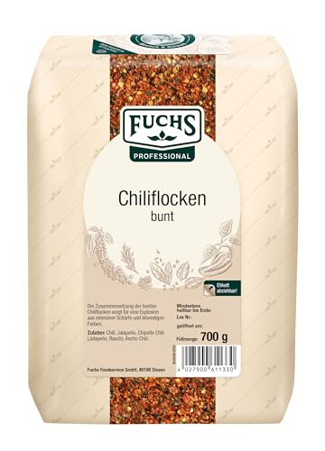 Fuchs Professional - bunte Chiliflocken | 700 g im großen Beutel | Scharfe Mischung aus verschiedenen Chili-Sorten | Für pikantes Essen von Fuchs Professional