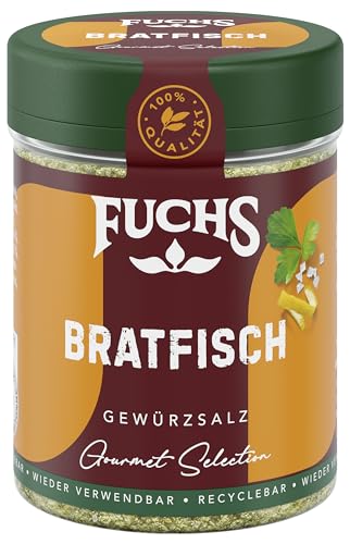 Fuchs Gourmet Selection Klassisch/Heimisch – Bratfisch Gewürzsalz, nachfüllbares Bratfisch Gewürz, Salz zum Marinieren von Fisch, Meeresfrüchten & Co, vegan, 80 g von Fuchs