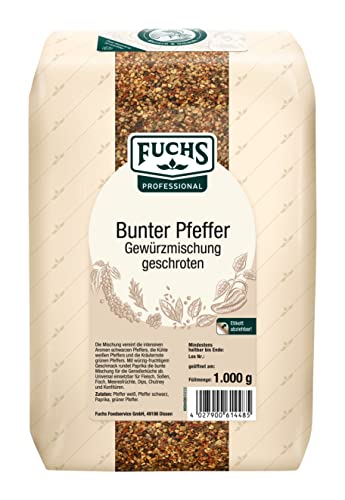 Fuchs Bunter Pfeffer Gewürzmischung geschroten 1000 g, 1er Pack (1 x 1 kg) von Fuchs