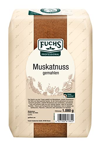 Fuchs Professional - Muskatnuss gemahlen | Ideales Gewürz für Kartoffelgerichten und Schmorgerichte | Profi-Qualität für Großverbraucher und Gastronomie | 1 kg im recyclebaren Beutel von Fuchs