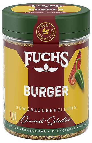 Fuchs Gewürze - Burger Gewürz - amerikanisches Gewürzzubereitung für Burger Patties oder vegetarische Bratlinge - aus natürlichen Zutaten - 70 g in wiederverwendbarer, recyclebarer Dose von Fuchs