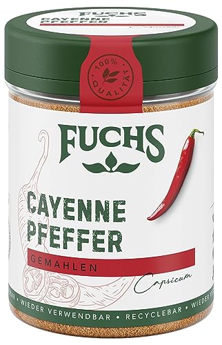 Fuchs Gewürze - Cayennepfeffer gemahlen - für einen scharfen Geschmack in allerlei Gerichten - natürliche Zutaten - 60 g in wiederverwendbarer, recyclebarer Dose von Fuchs
