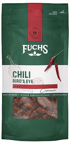 Fuchs Gewürze - Chili Bird's Eye ganz im wiederverschließbaren, recyclebaren Beutel - aus natürlichen Zutaten - 10 g von Fuchs