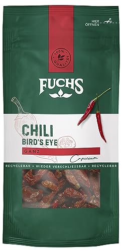 Fuchs Gewürze - Chili Bird's Eye ganz im wiederverschließbaren, recyclebaren Beutel - aus natürlichen Zutaten - 10 g Fuchs Gewürze - Chili Bird's Eye ganz im wiederverschließbaren, recyclebaren Beutel - aus natürlichen Zutaten - 10 g von Fuchs