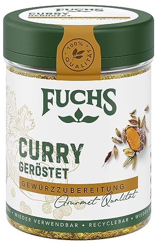 Fuchs Gewürze - Curry geröstet - Gewürz für Kichererbsen-Gerichte und weitere Gemüsegerichte - natürliche Zutaten - 55 g in wiederverwendbarer, recyclebarer Dose von Fuchs
