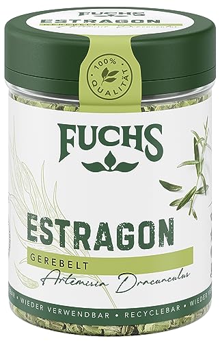 Fuchs Gewürze - Estragon gerebelt - französisches Kraut zur Verfeinerung von Salaten, Sauce Hollandaise oder Rührei - natürliche Zutaten - 10 g in wiederverwendbarer, recyclebarer Dose von Fuchs