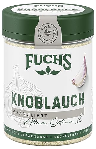 Fuchs Gewürze - Knoblauch granuliert - würzig-zwiebliger Geschmack für Tzatziki, Knoblauchbutter oder Gemüsegerichte - natürliche Zutaten - 85 g in wiederverwendbarer, recyclebarer Dose von Fuchs