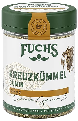 Fuchs Gewürze - Kreuzümmel ganz - orientalisch-nussige Note für Falafel und Linsengerichte - natürliche Zutaten - 60 g in wiederverwendbarer, recyclebarer Dose von Fuchs